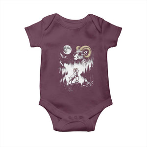 Cool Ram Wearing Sunglasses Moon Nature Vintage Graphic Baby Onesie