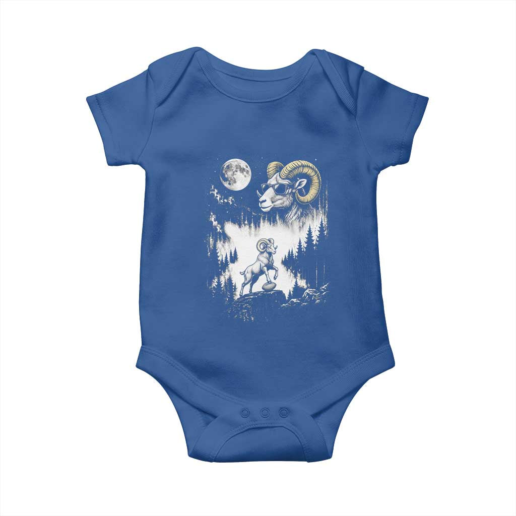 Cool Ram Wearing Sunglasses Moon Nature Vintage Graphic Baby Onesie TS12 Royal Blue Print Your Wear