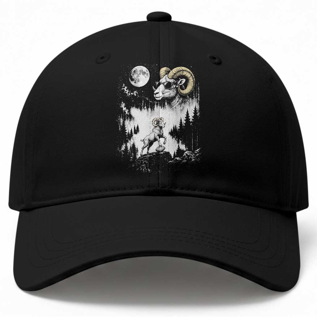 Cool Ram Wearing Sunglasses Moon Nature Vintage Graphic Baseball Cap TS12 Print Your Wear