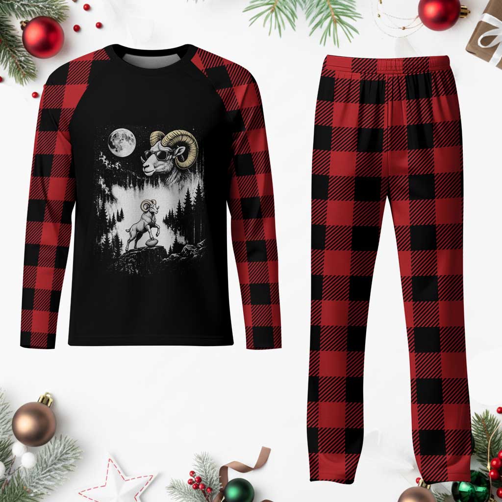 Cool Ram Wearing Sunglasses Moon Nature Vintage Graphic Plaid Pajama Set TS12 Buffalo Plaid Print Your Wear