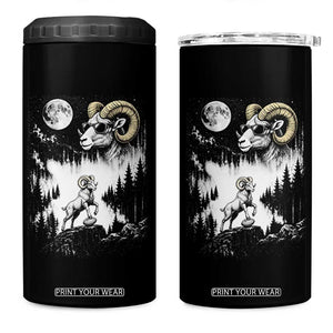 Cool Ram Wearing Sunglasses Moon Nature Vintage Graphic 4 in 1 Can Cooler Tumbler