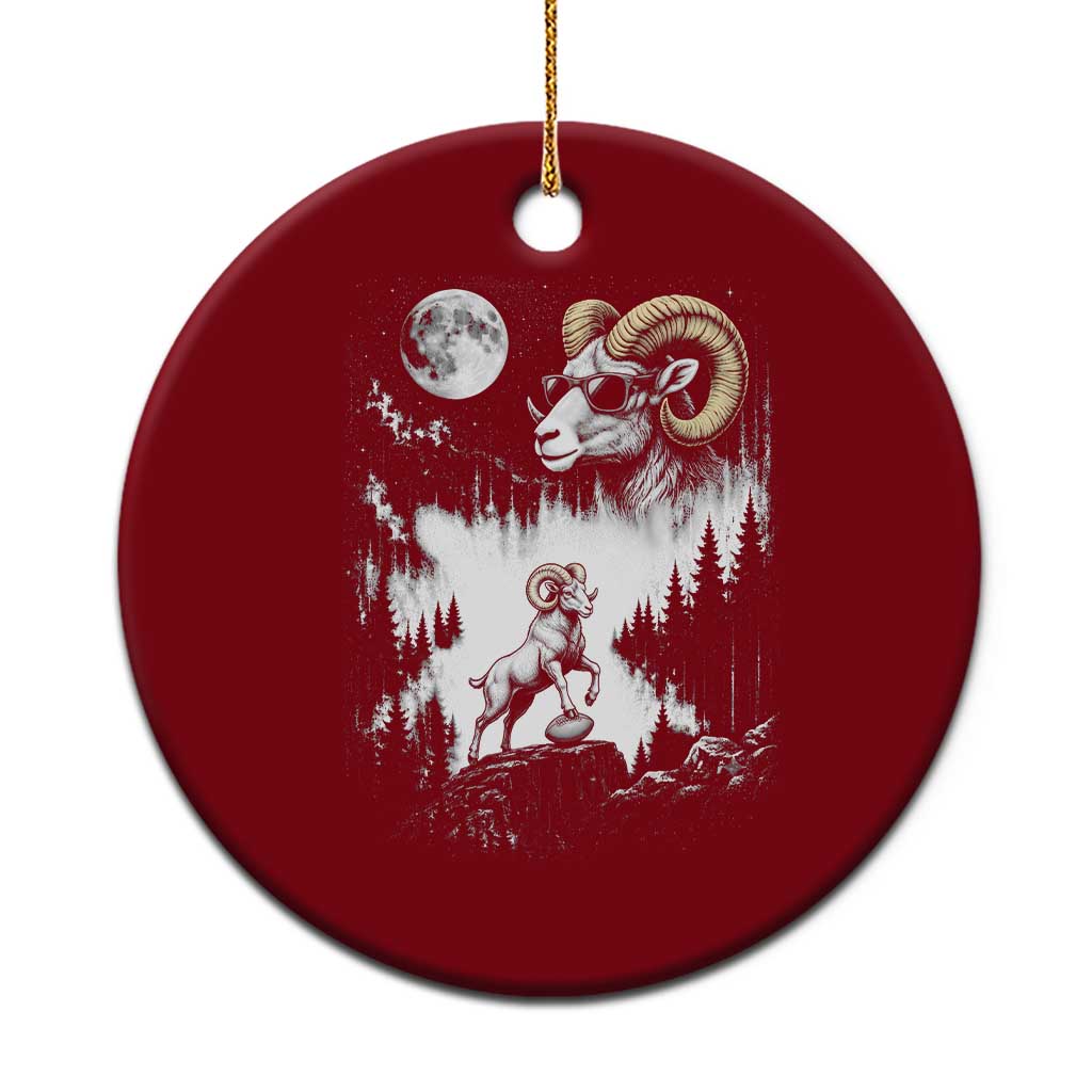 Cool Ram Wearing Sunglasses Moon Nature Vintage Graphic Ceramic Ornament TS12 1pc Red Print Your Wear
