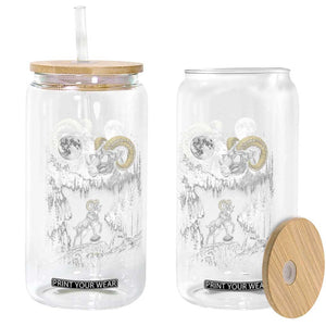 Cool Ram Wearing Sunglasses Moon Nature Vintage Graphic Glass Can