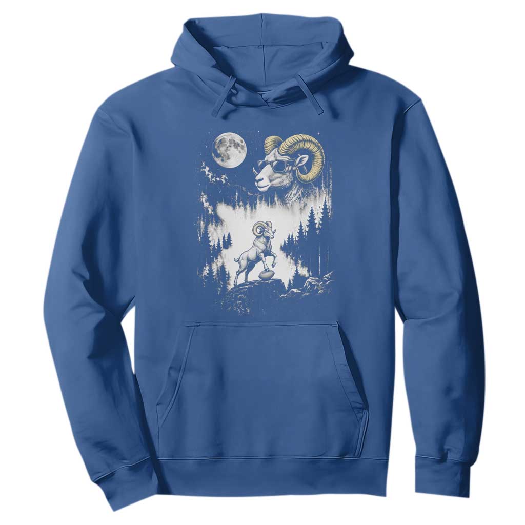 Cool Ram Wearing Sunglasses Moon Nature Vintage Graphic Hoodie TS12 Royal Blue Print Your Wear