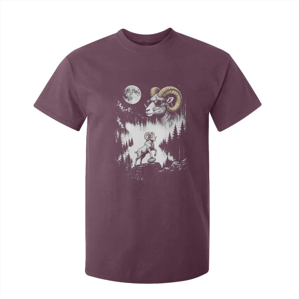 Cool Ram Wearing Sunglasses Moon Nature Vintage Graphic T Shirt For Kid