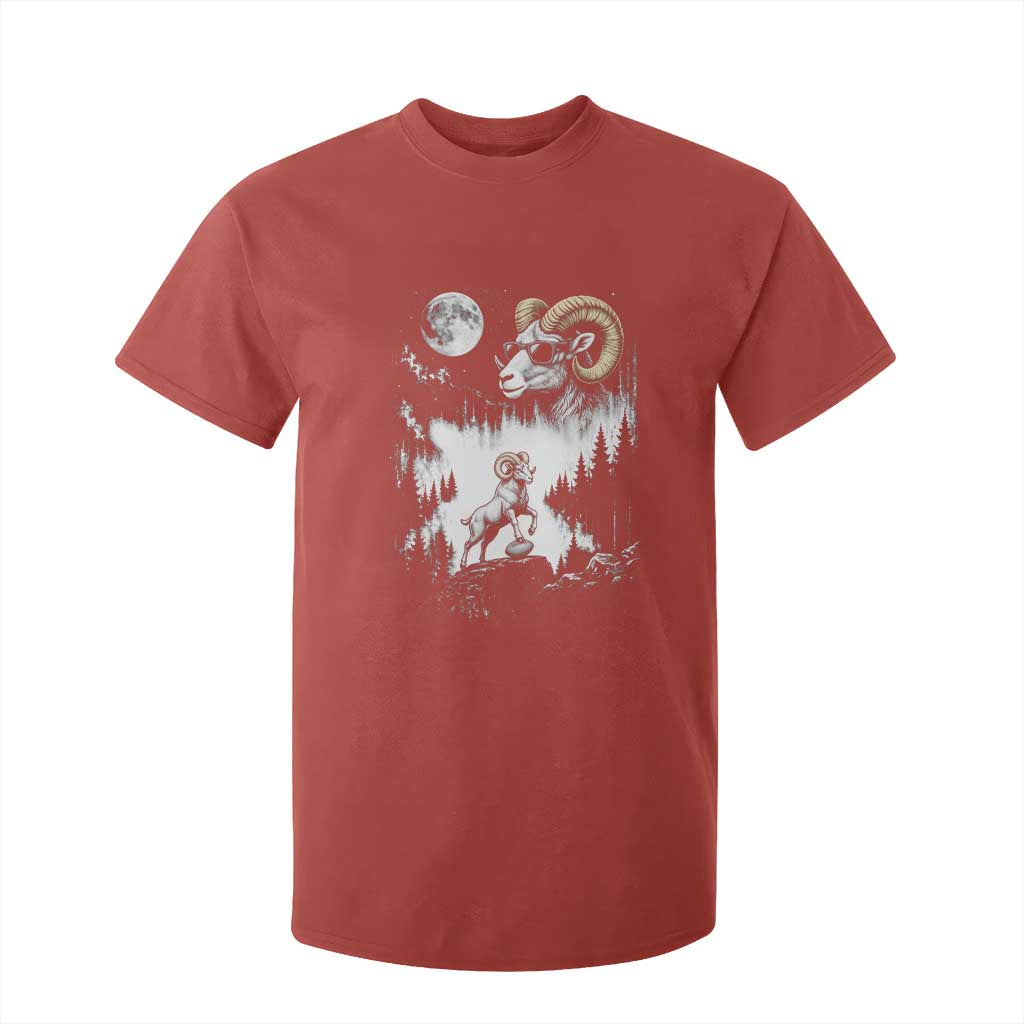 Cool Ram Wearing Sunglasses Moon Nature Vintage Graphic T Shirt For Kid