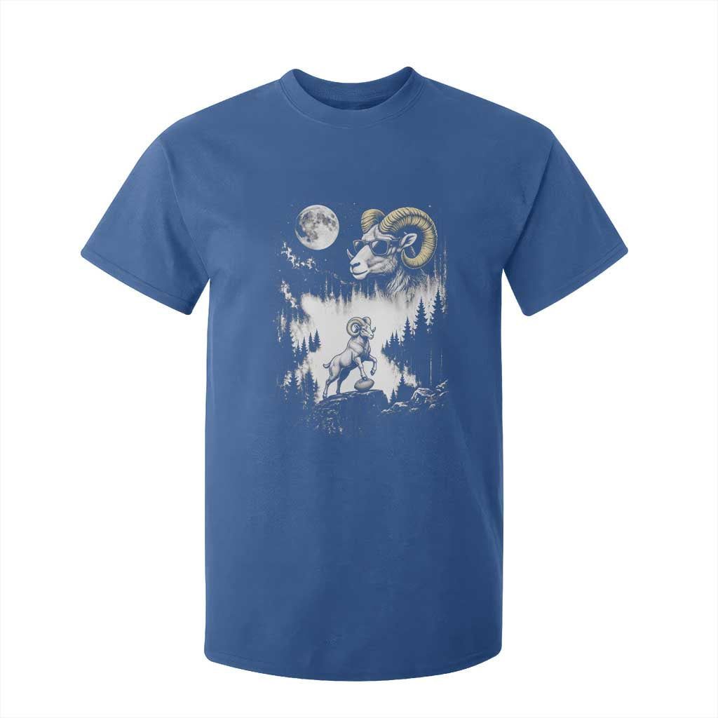 Cool Ram Wearing Sunglasses Moon Nature Vintage Graphic T Shirt For Kid TS12 Royal Blue Print Your Wear