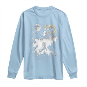 Cool Ram Wearing Sunglasses Moon Nature Vintage Graphic Long Sleeve Shirt