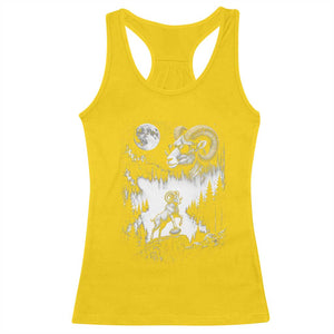 Cool Ram Wearing Sunglasses Moon Nature Vintage Graphic Racerback Tank Top