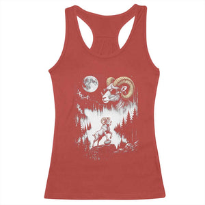 Cool Ram Wearing Sunglasses Moon Nature Vintage Graphic Racerback Tank Top
