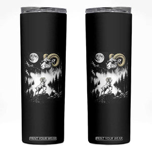 Cool Ram Wearing Sunglasses Moon Nature Vintage Graphic Skinny Tumbler