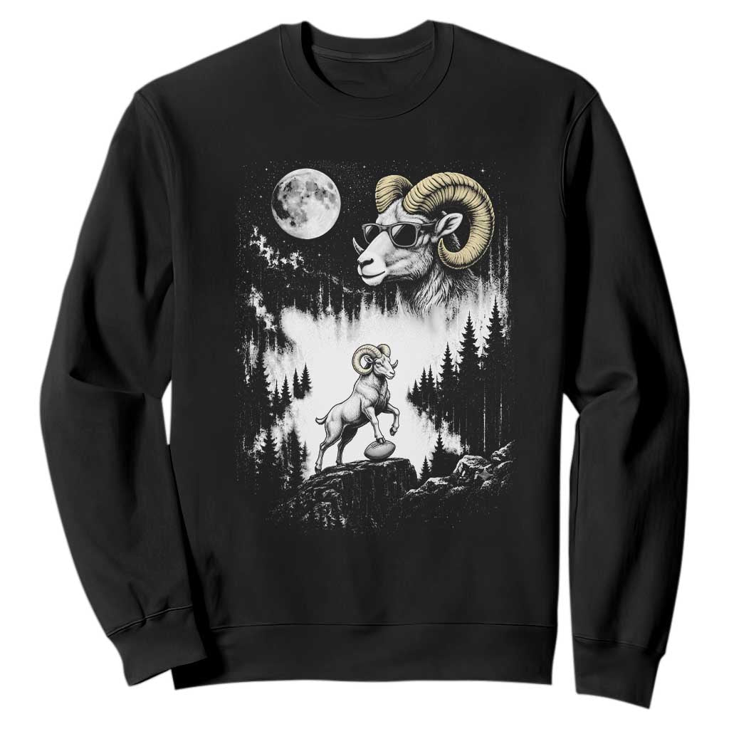 Cool Ram Wearing Sunglasses Moon Nature Vintage Graphic Sweatshirt
