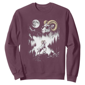 Cool Ram Wearing Sunglasses Moon Nature Vintage Graphic Sweatshirt