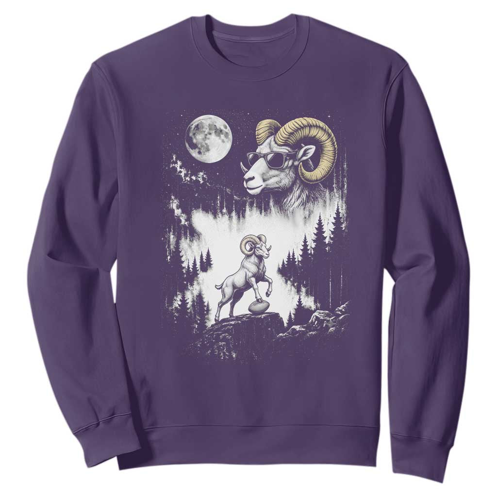 Cool Ram Wearing Sunglasses Moon Nature Vintage Graphic Sweatshirt