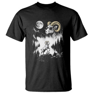 Cool Ram Wearing Sunglasses Moon Nature Vintage Graphic T Shirt