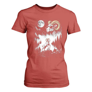 Cool Ram Wearing Sunglasses Moon Nature Vintage Graphic T Shirt For Women