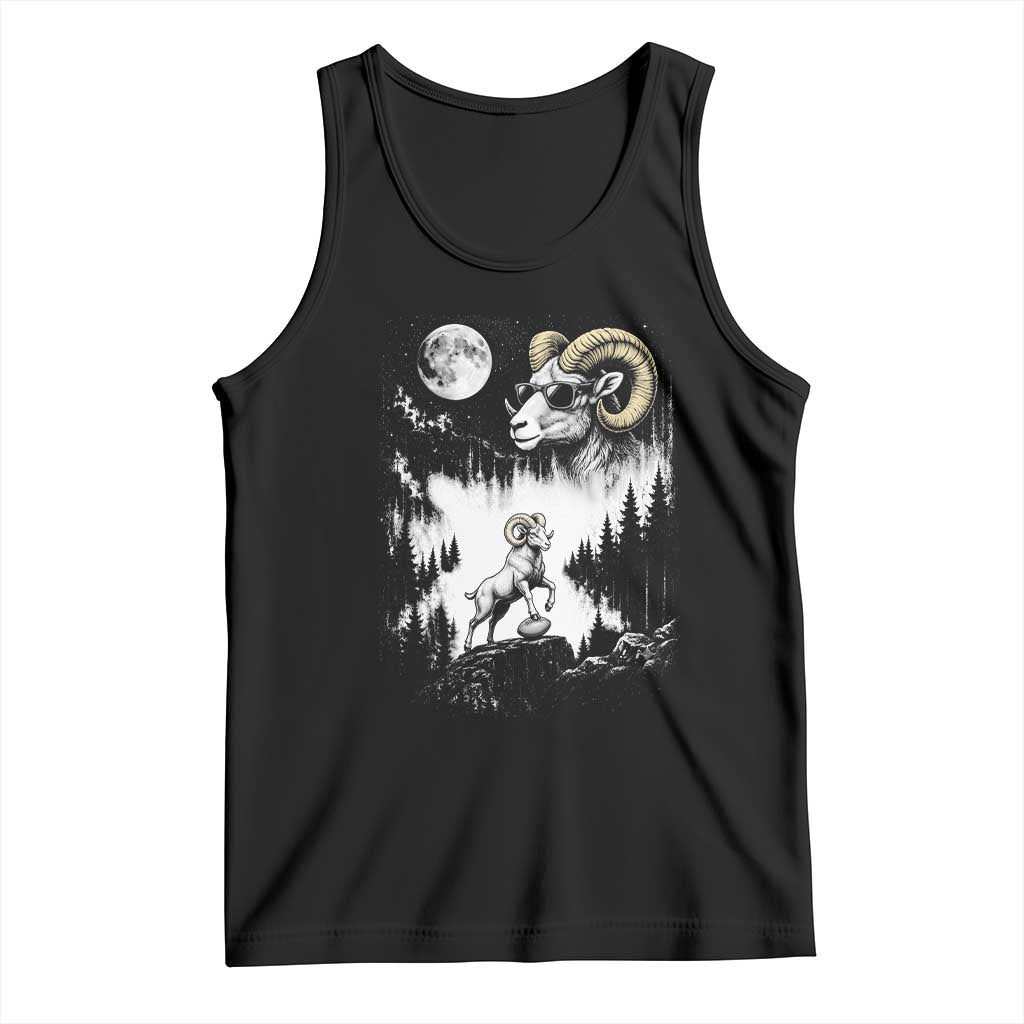 Cool Ram Wearing Sunglasses Moon Nature Vintage Graphic Tank Top TS12 Black Print Your Wear