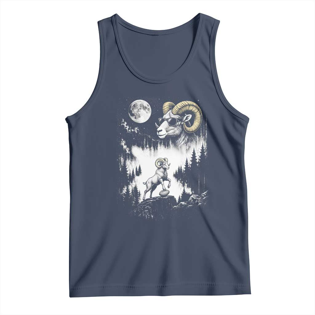 Cool Ram Wearing Sunglasses Moon Nature Vintage Graphic Tank Top
