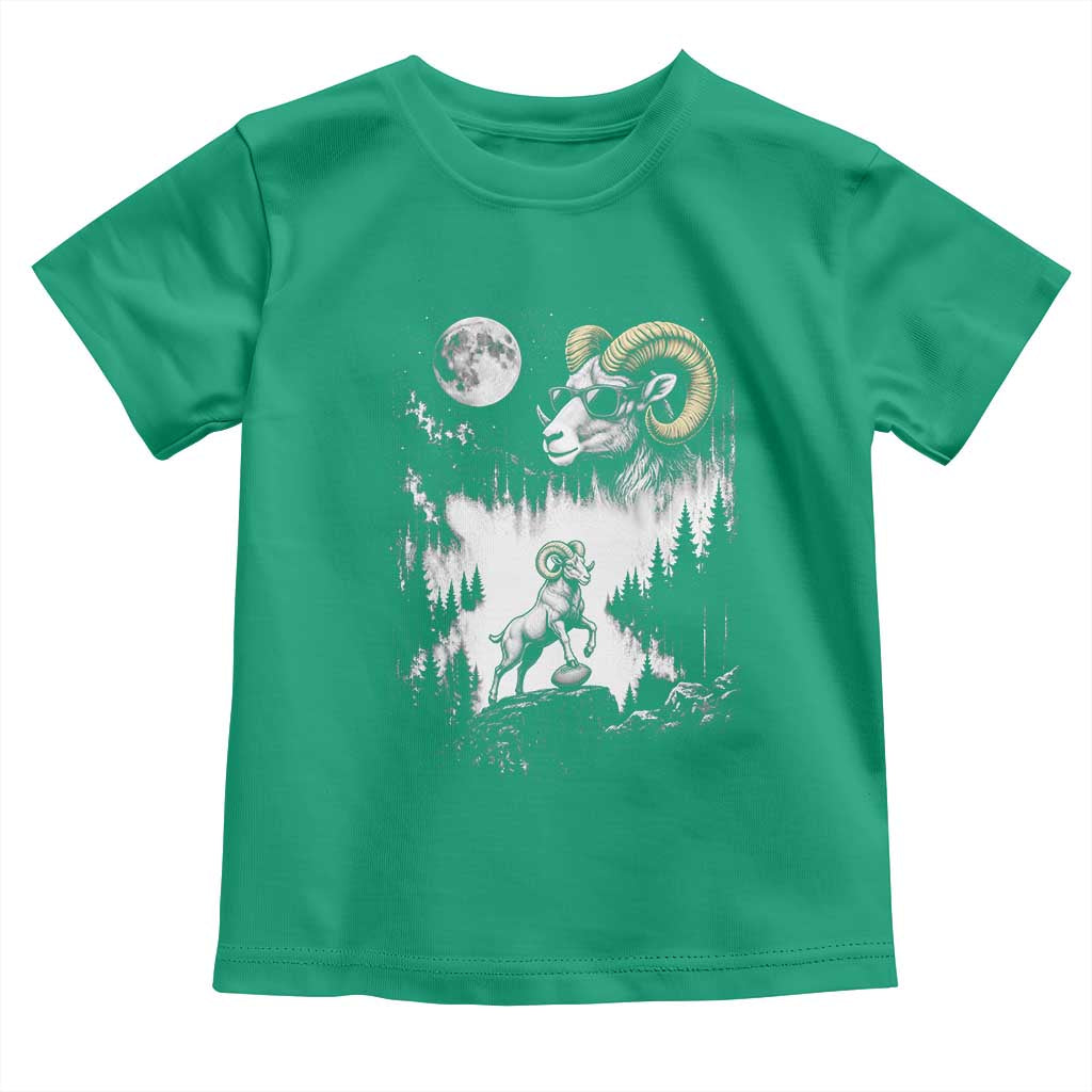 Cool Ram Wearing Sunglasses Moon Nature Vintage Graphic Toddler T Shirt