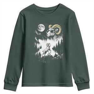 Cool Ram Wearing Sunglasses Moon Nature Vintage Graphic Youth Sweatshirt