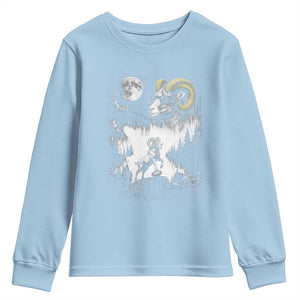 Cool Ram Wearing Sunglasses Moon Nature Vintage Graphic Youth Sweatshirt
