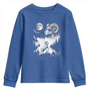 Cool Ram Wearing Sunglasses Moon Nature Vintage Graphic Youth Sweatshirt