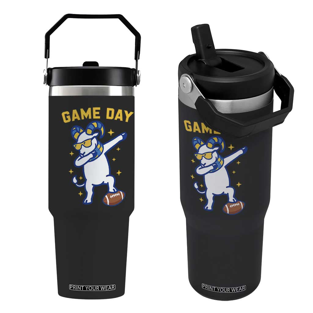 Funny Dabbing Ram Flip Straw Tumbler Los Angeles Sports Fan Gift TS12 One Size: 30 oz Black Print Your Wear