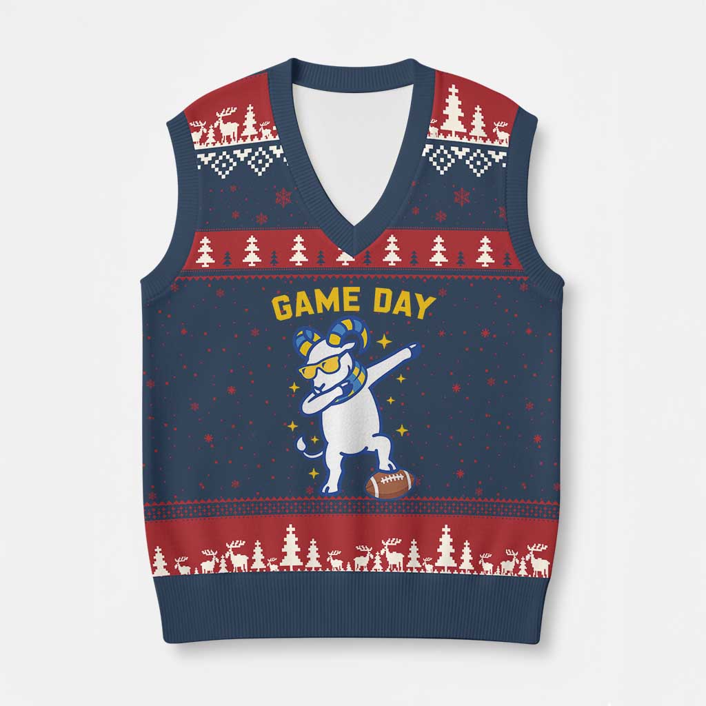Funny Dabbing Ram V-Neck Knit Sweater Vest Los Angeles Sports Fan Gift TS12 Navy Red Print Your Wear