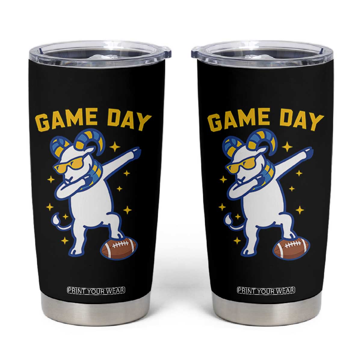 Funny Dabbing Ram Tumbler Cup Los Angeles Sports Fan Gift TS12 Black Print Your Wear