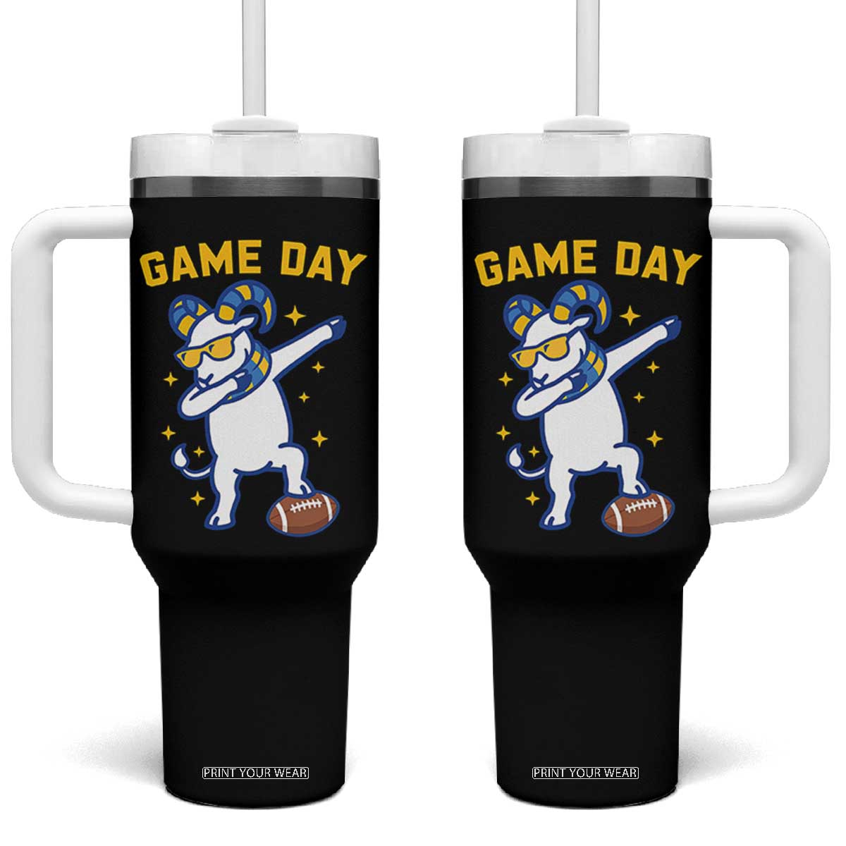 Funny Dabbing Ram Tumbler With Handle Los Angeles Sports Fan Gift TS12 One Size: 40 oz Black Print Your Wear