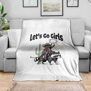 Cowboy Frog Riding Raccoon Throw Blanket Let's Go Girls TS12 Print Your Wear
