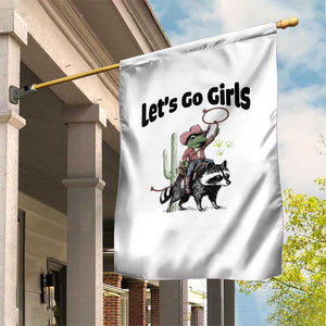 Cowboy Frog Riding Raccoon Garden Flag Let's Go Girls TS12 Print Your Wear