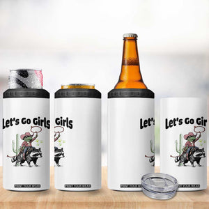 Cowboy Frog Riding Raccoon 4 in 1 Can Cooler Tumbler Let's Go Girls TS12 Print Your Wear