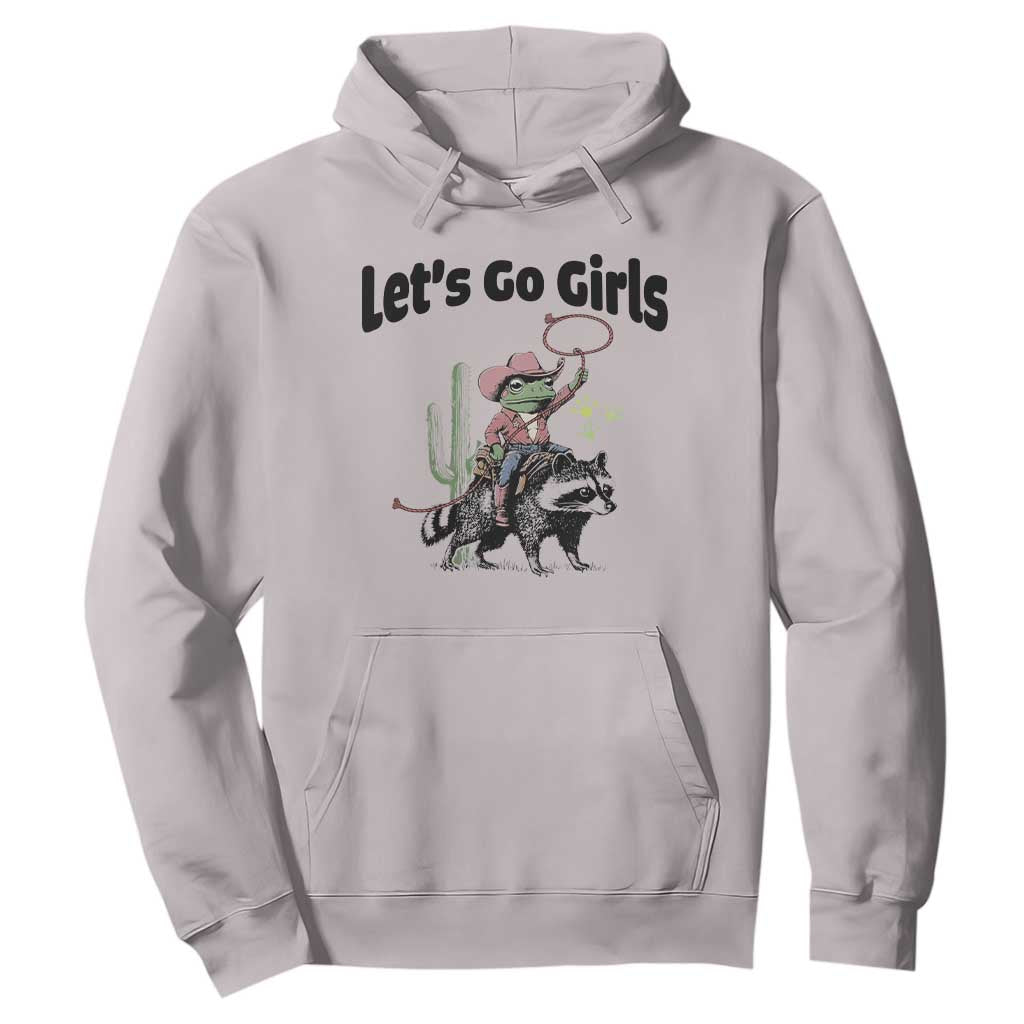 Cowboy Frog Riding Raccoon Hoodie Let's Go Girls TS12 Ice Gray Print Your Wear