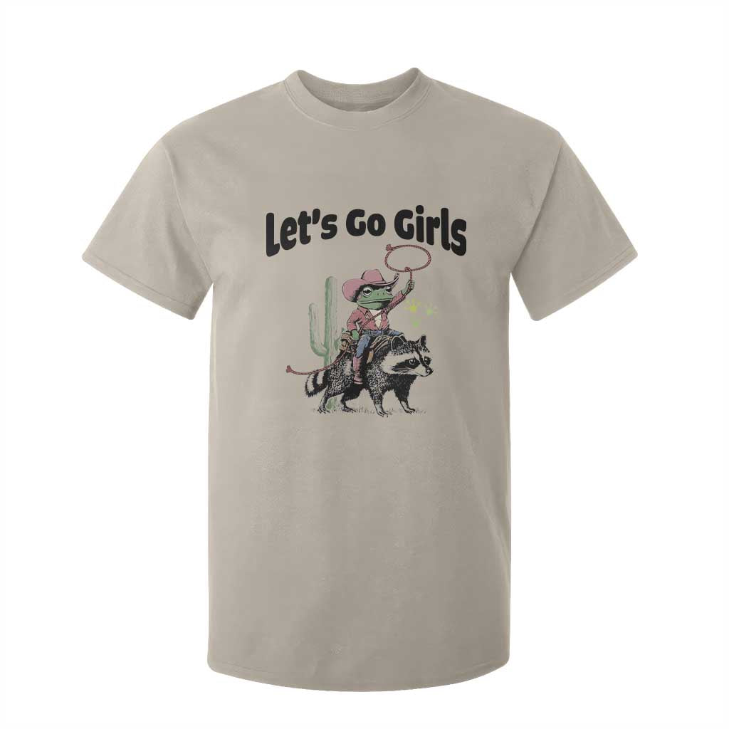 Cowboy Frog Riding Raccoon T Shirt For Kid Let's Go Girls TS12 Sand Print Your Wear