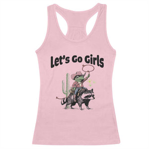 Cowboy Frog Riding Raccoon Racerback Tank Top Let's Go Girls TS12 Light Pink Print Your Wear