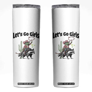 Cowboy Frog Riding Raccoon Skinny Tumbler Let's Go Girls TS12 White Print Your Wear