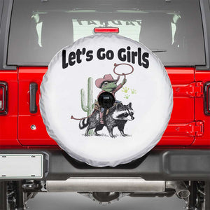 Cowboy Frog Riding Raccoon Spare Tire Cover Let's Go Girls TS12 White Print Your Wear