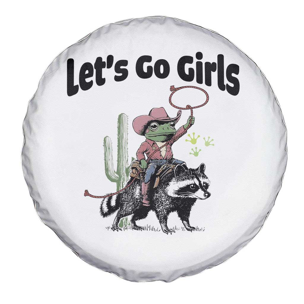 Cowboy Frog Riding Raccoon Spare Tire Cover Let's Go Girls TS12 Print Your Wear