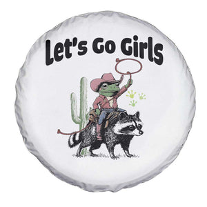 Cowboy Frog Riding Raccoon Spare Tire Cover Let's Go Girls TS12 Print Your Wear