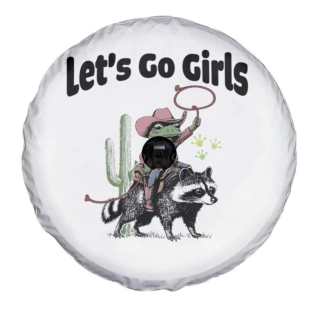 Cowboy Frog Riding Raccoon Spare Tire Cover Let's Go Girls TS12 Print Your Wear