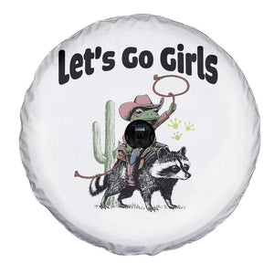Cowboy Frog Riding Raccoon Spare Tire Cover Let's Go Girls TS12 Print Your Wear