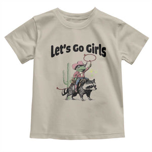 Cowboy Frog Riding Raccoon Toddler T Shirt Let's Go Girls TS12 Sand Print Your Wear