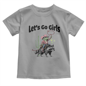 Cowboy Frog Riding Raccoon Toddler T Shirt Let's Go Girls TS12 Sport Gray Print Your Wear