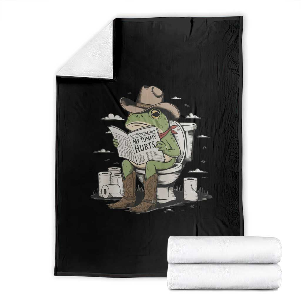 Funny Cowboy Frog Throw Blanket Not Now Partner My Tummy Hurts TS12 Black Print Your Wear