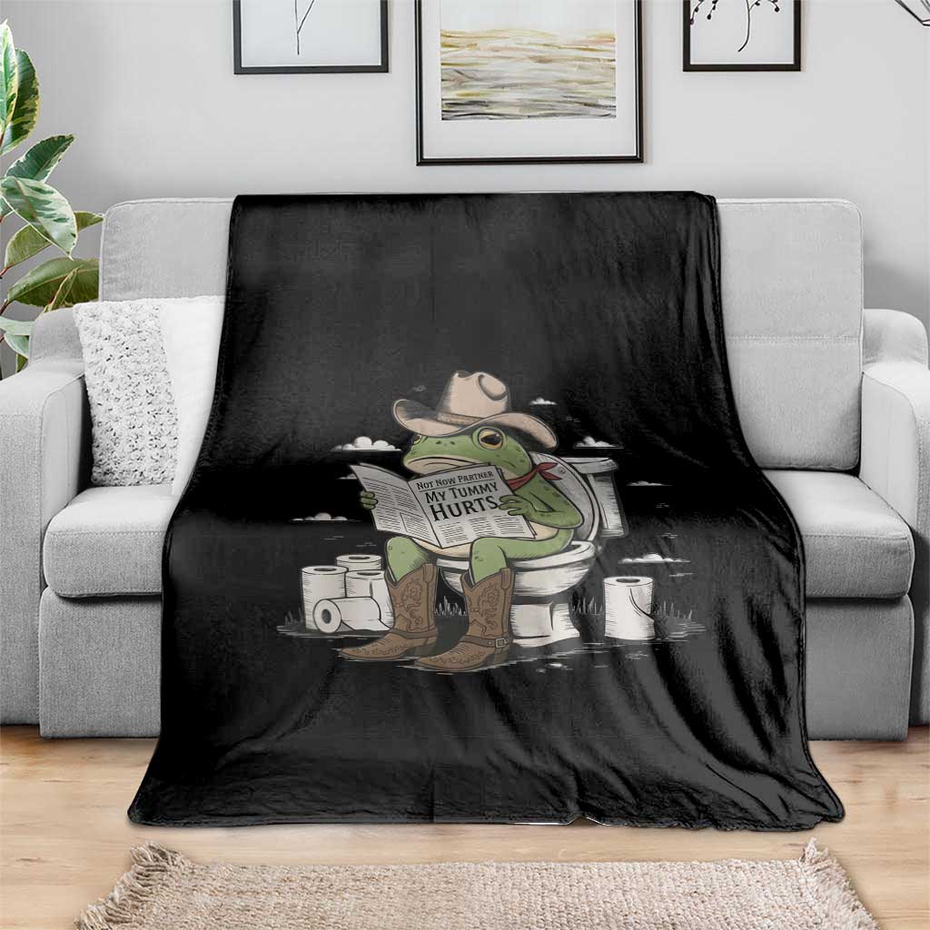 Funny Cowboy Frog Throw Blanket Not Now Partner My Tummy Hurts TS12 Print Your Wear