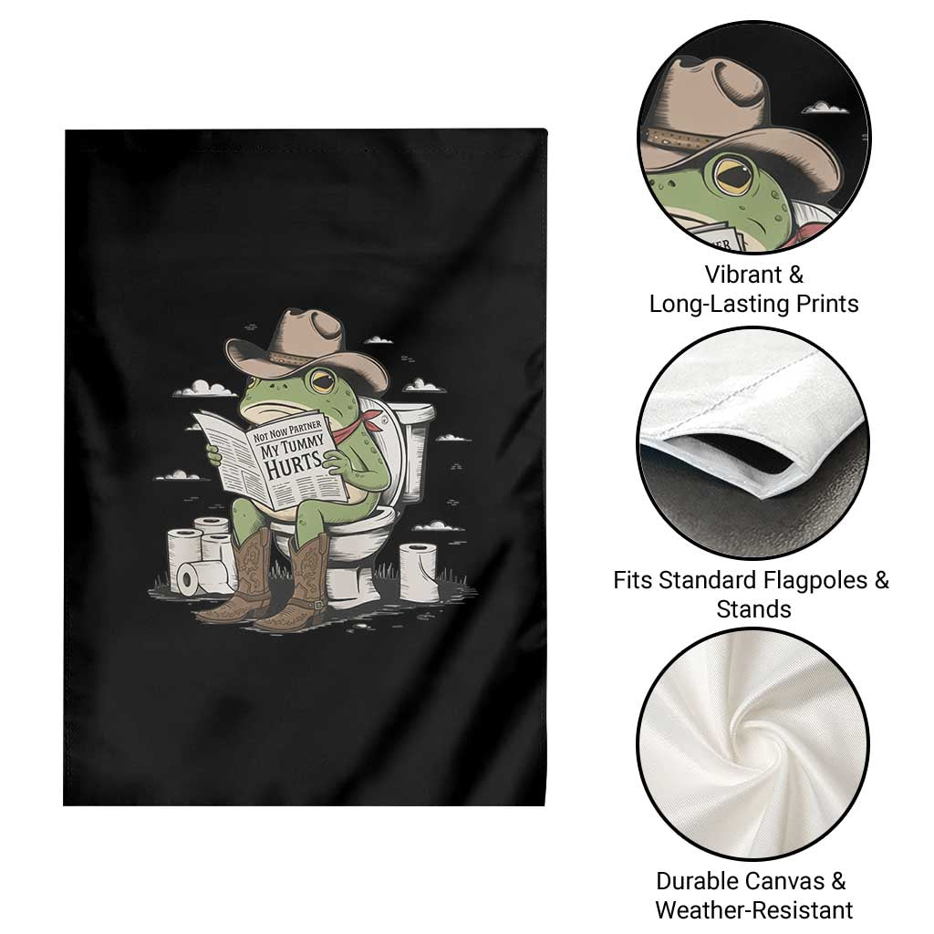 Funny Cowboy Frog Garden Flag Not Now Partner My Tummy Hurts TS12 Print Your Wear
