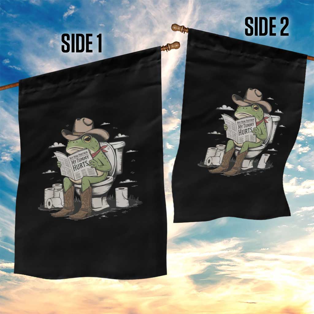 Funny Cowboy Frog Garden Flag Not Now Partner My Tummy Hurts TS12 Print Your Wear