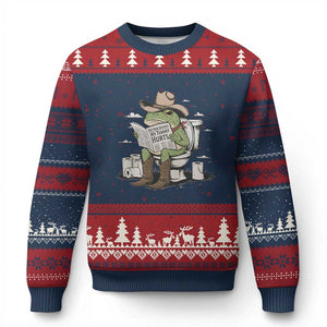 Funny Cowboy Frog Ugly Christmas Sweater Not Now Partner My Tummy Hurts TS12 Navy Red Print Your Wear
