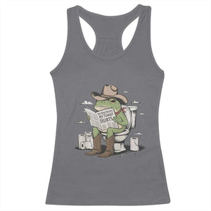 Funny Cowboy Frog Racerback Tank Top Not Now Partner My Tummy Hurts TS12 Charcoal Print Your Wear